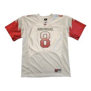 Nike Arkansas Razorbacks #8 Football Jersey Youth Large Red White Hogs NCAA Mesh